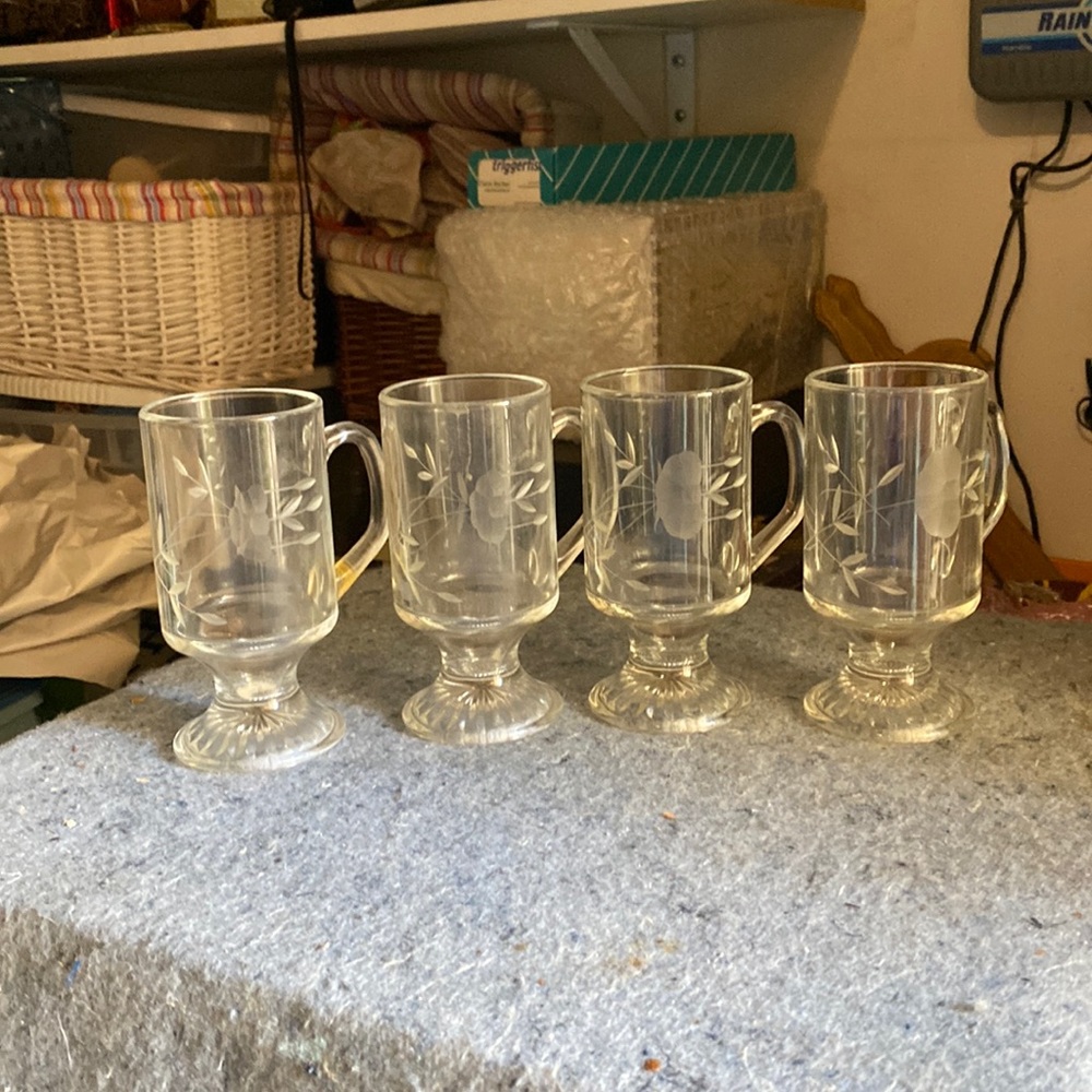 Cut glass coffee mugs set of 4